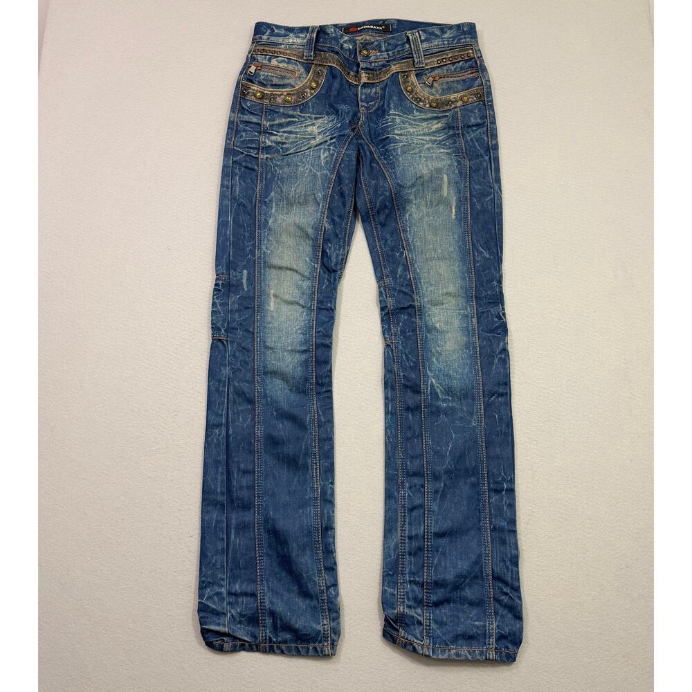 Cipo & Baxx Jeans Men's 32x34 Blue Embellished Pockets Moto Streetwear Grunge